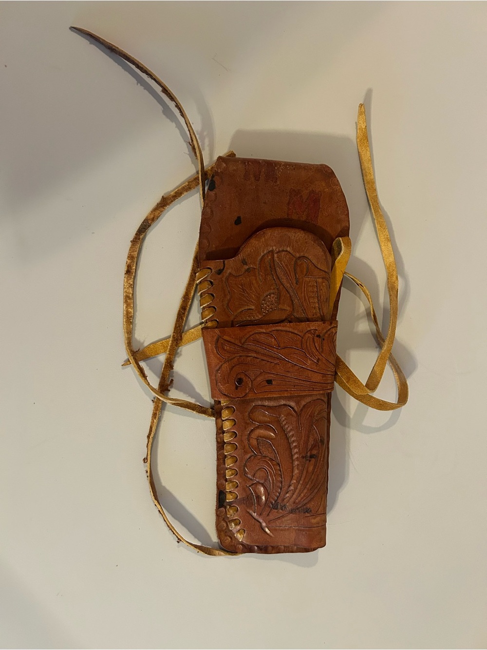 Hand Tooled Vintage Leather Western Cowboy Gun Holster Floral Design
